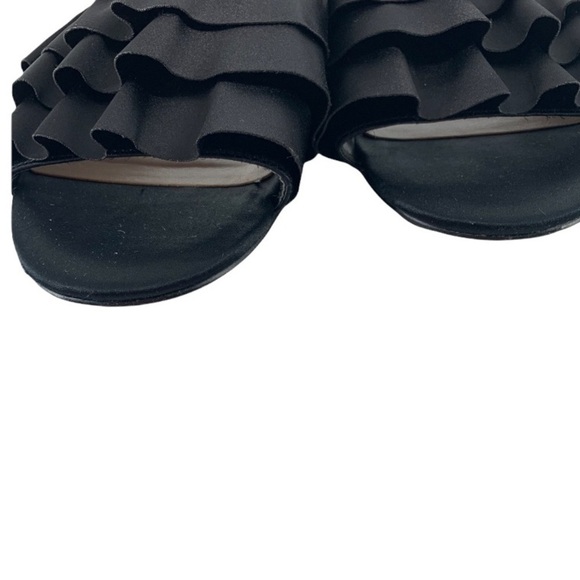NINE WEST Black Satin Ruffle Prom Cocktail Slides Size 8.5 Medium - Picture 6 of 8